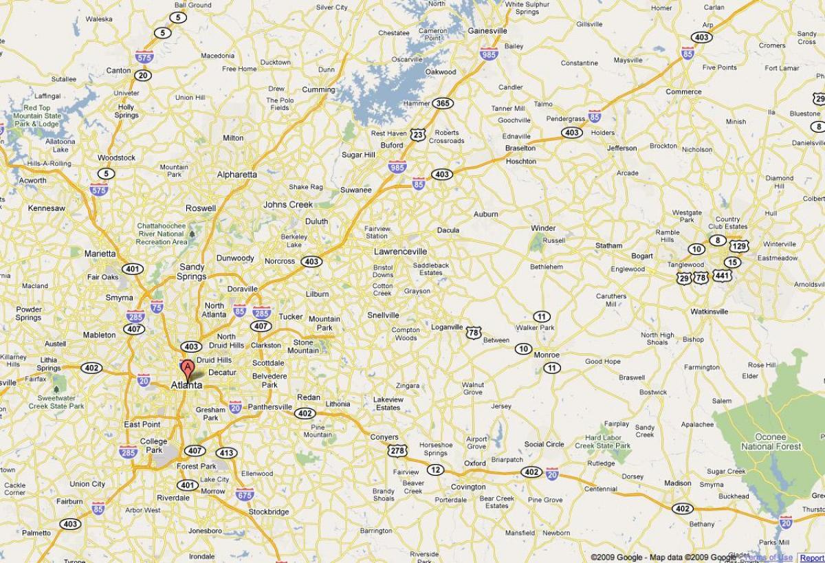 kort over Atlanta, ga