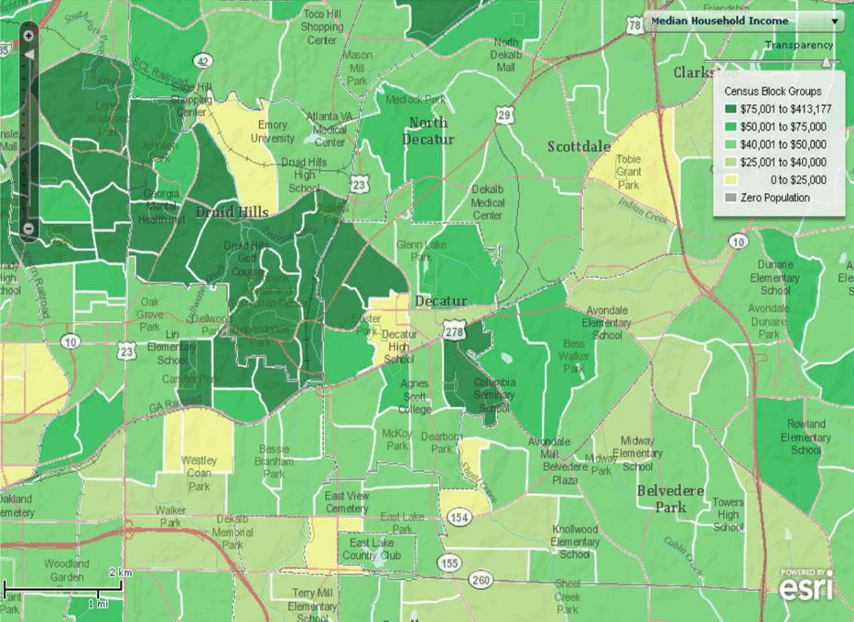 demografiske kortet over Atlanta