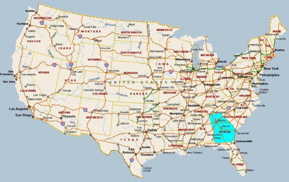 kort over Georgia, USA