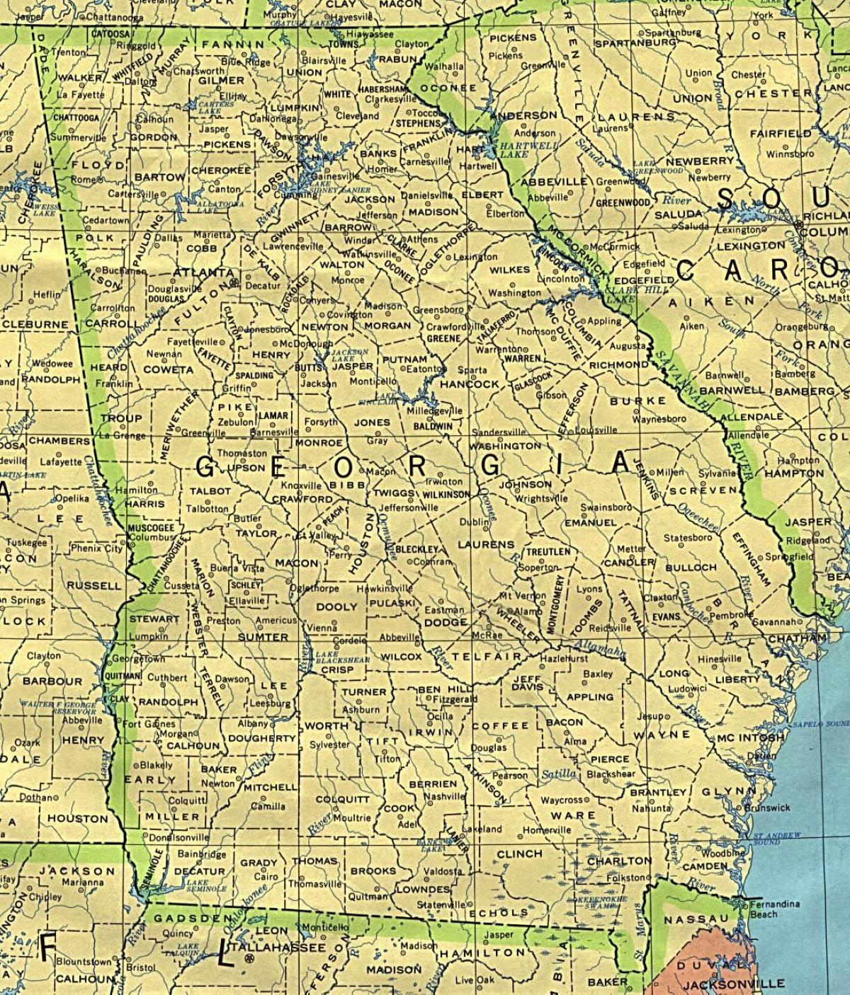 kort over Georgien byer