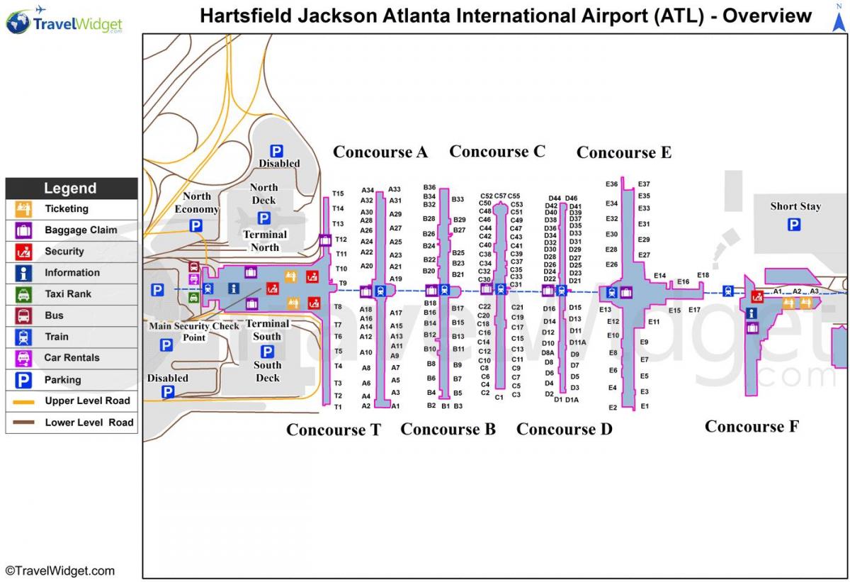 kort af Hartsfield Jackson lufthavn