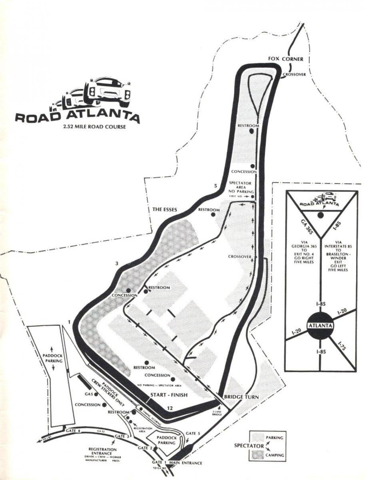 kort på road Atlanta spor