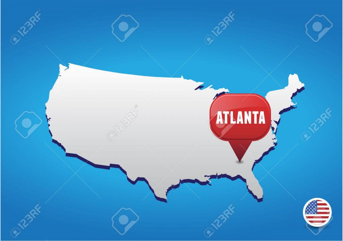 Atlanta i USA kort