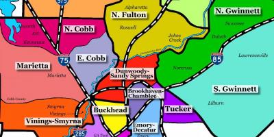 Kort over Atlanta forstæder