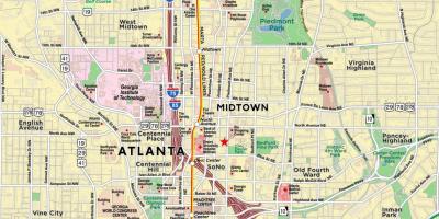 Kort af midtown Atlanta