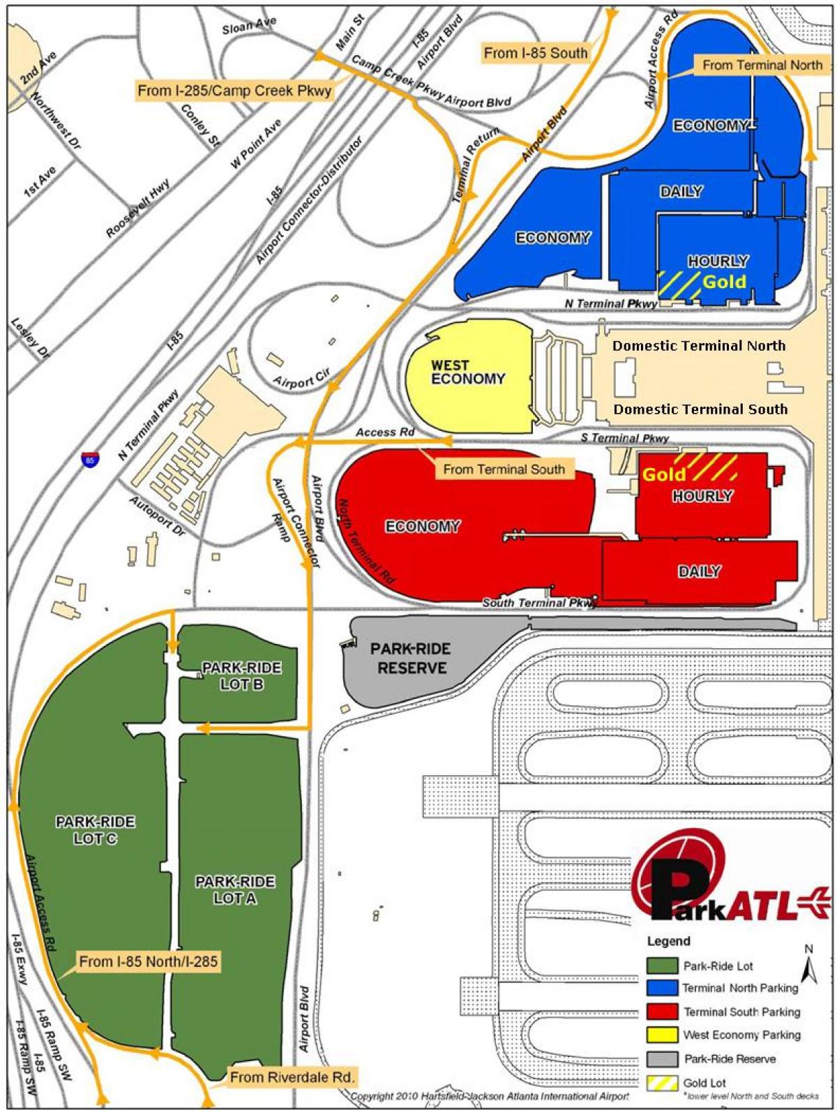 Atlanta lufthavn parkering kort - Atlanta Hartsfield lufthavn 