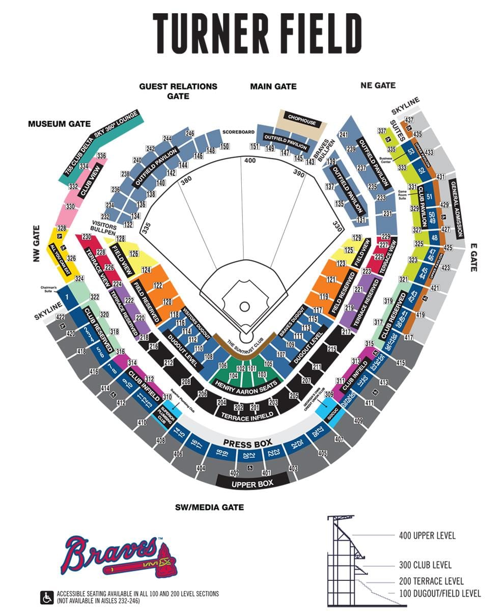 Braves stadion siddepladser kort